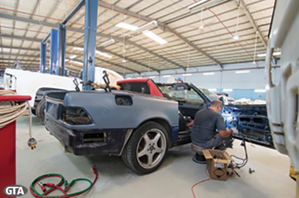 Frame and panel welding on a classic convertible